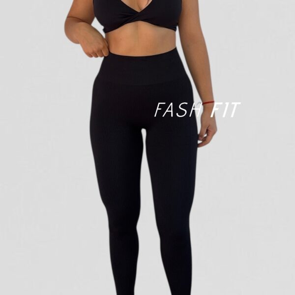 Calza push up acanalada negra - Imagen 2
