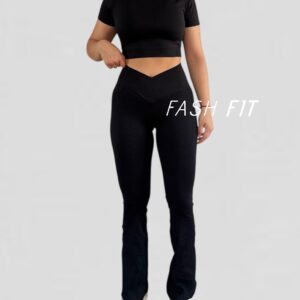 Calza rib flare sin push up
